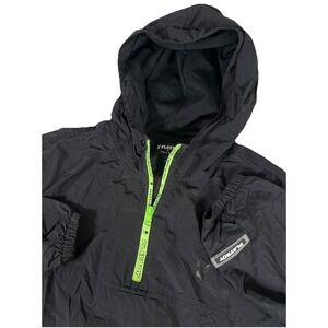 Playboy By Pacsun Black Technical 1/4‎ Zip Hooded Wind Breaker Jacket Men's Sz L